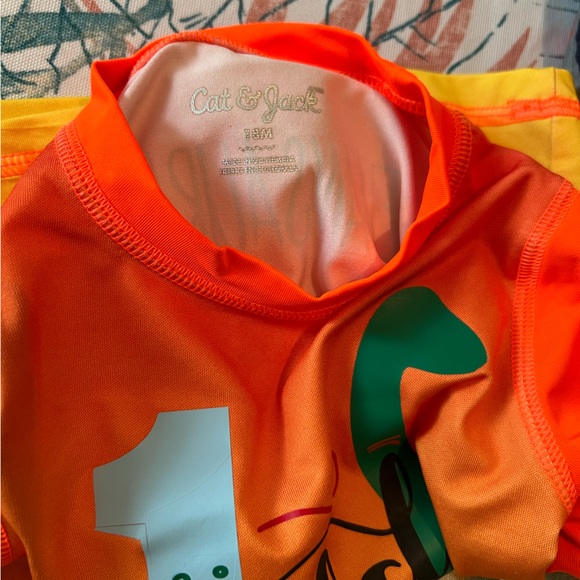 18 months toddler boys rashguard and dinosaur swim trunks set - Picture 3 of 4